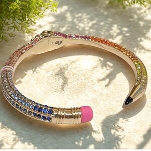 Betsey Johnson Multicolored Pencil Hinge Gem Detail Bracelet